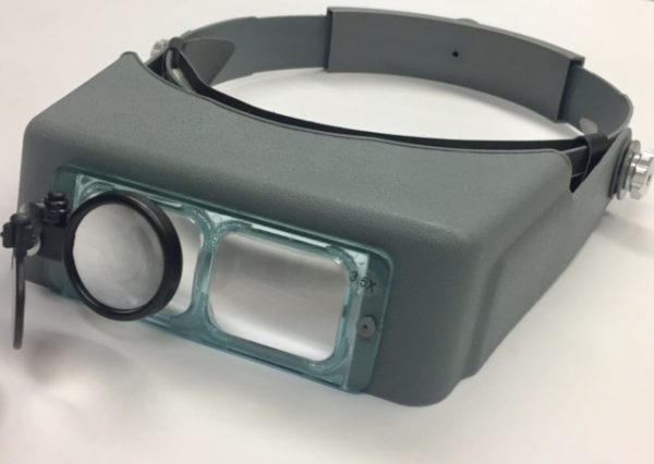 Headband Magnifier, Visor Style, Center Mounted 5 LED Illumination, 5X Swivel Eye Loupe