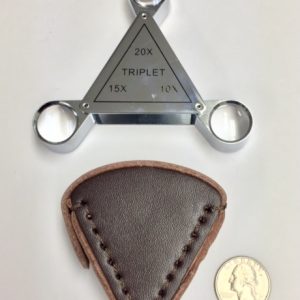 Jewelers Loupe,Triangular 3 Loupes in 1,10x,15x,20x Silver,Leather Case