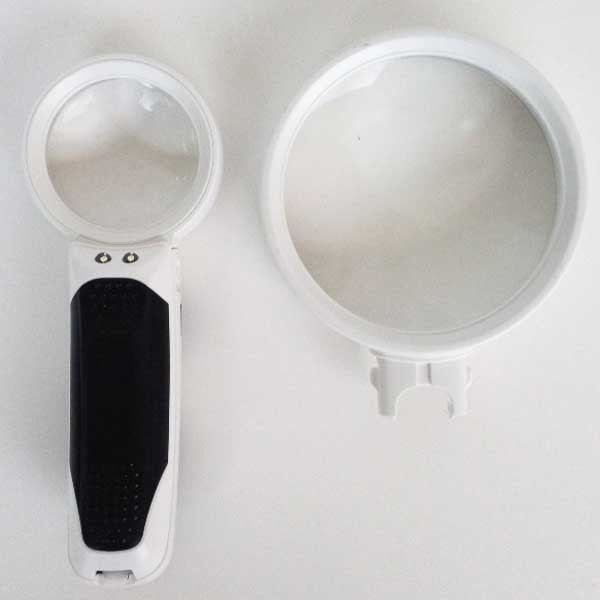 LED  Double Lens Magnifier, 4x,8x, two Interchangeable lenses