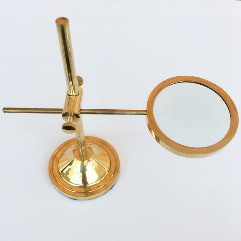 Solid Brass Desktop Table Stand Magnifier, 3", 4x Glass Lens, Adjustable