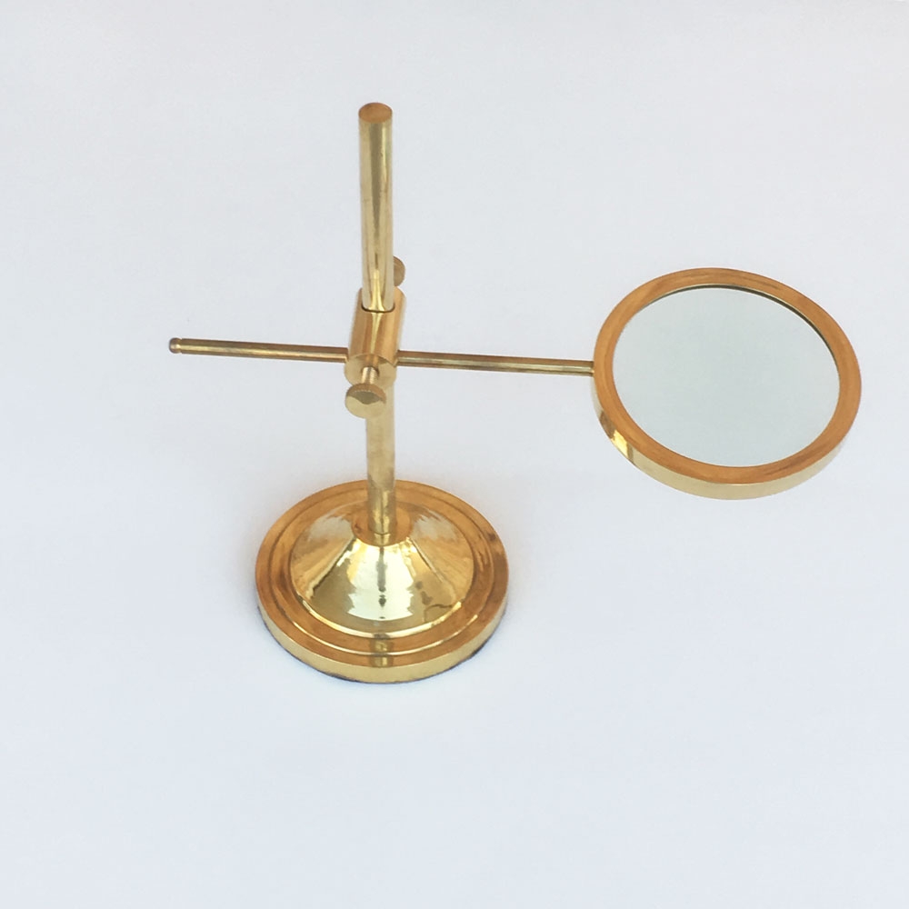 Solid Brass Desktop Table Stand Magnifier, 3", 4x Glass Lens, Adjustable