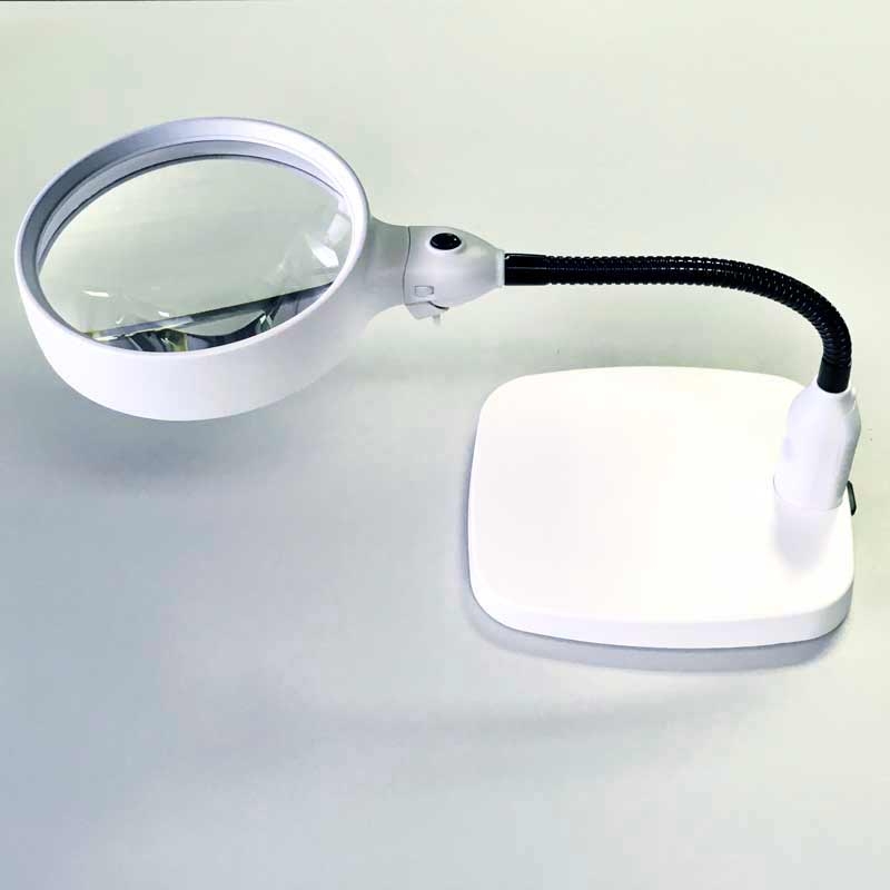 Desktop Stand LED Magnifier Large 4x Double Lens, 6 Bright LED's, Hands Free