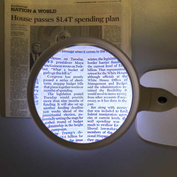 Desktop Stand LED Magnifier Large 4x Double Lens, 6 Bright LED's, Hands Free