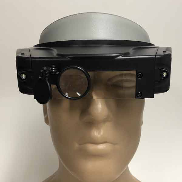 Headband Magnifier, Dual Side Mounted LED, Swivel Eye Loupe, Visor Style