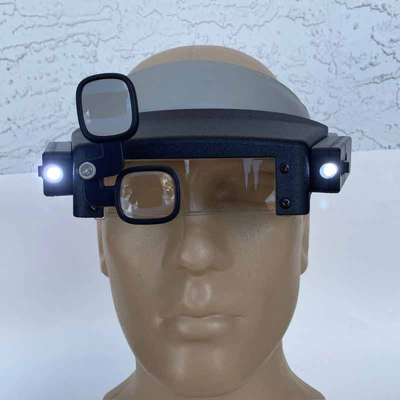 Headband Magnifier, Dual Side Mounted LED, Dual Swivel Eye Loupe, Visor Style