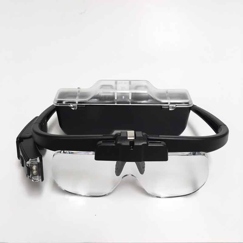 Spectacle Style Magnifier, Eyeglass Style, Adjustable LED, 3 Lenses, USB Rechargeable