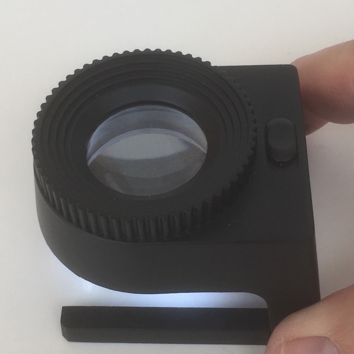 Fingerprint Magnifier, 10x, LED,  Linear Reticle Scale For Measuring