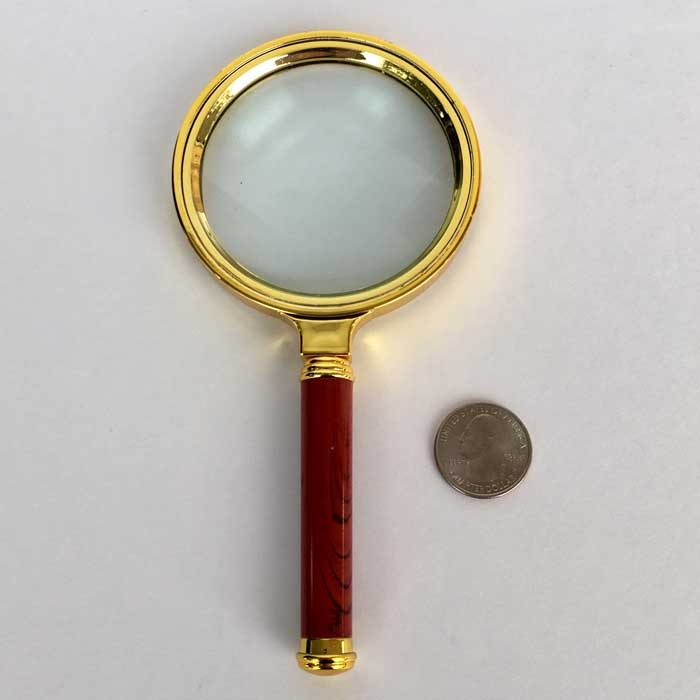 Glass Lens Magnifier, 3x, 2.75", Faux Wood Handle Value Handheld Magnifier