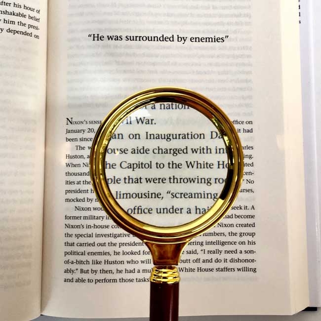 Glass Lens Magnifier, 4x, 2.25", Faux Wood Handle Value Handheld Magnifier