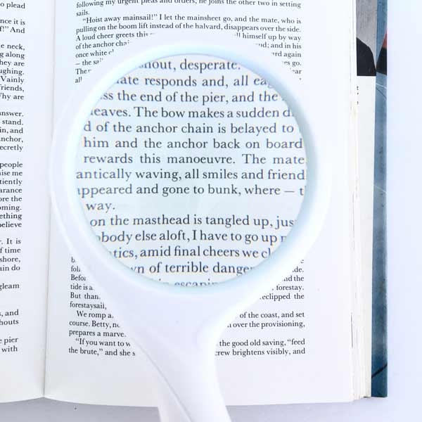 Glass Lens Handheld Magnifier, White, 3x Lens