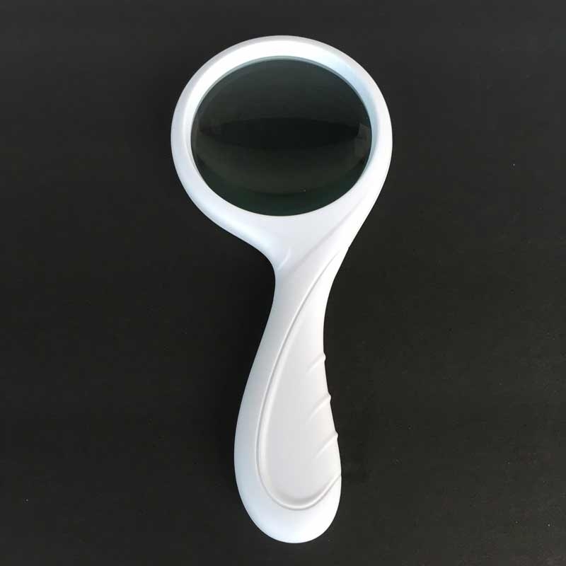Glass Lens Handheld Magnifier, White, 3x Lens