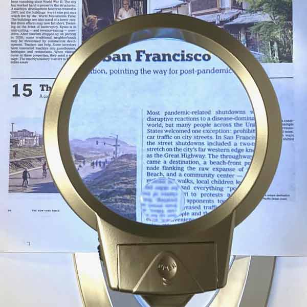Large Gooseneck Stand Desktop LED Magnifier, 2.5x,5x, Modern Base