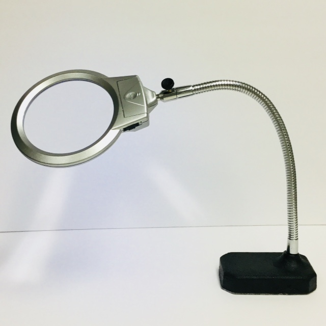 LED Gooseneck Stand Magnifier, 2x,4x, Cast Iron Base