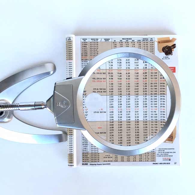 Large Gooseneck Stand Desktop LED Magnifier, 2x,4x, Modern Base