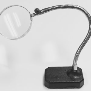 Gooseneck Magnifier, 2.5x, 3.8" Glass Lens, Metal Stand Magnifier