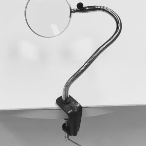 Gooseneck Magnifier, 2.5x Glass Lens, Metal Table Clamp