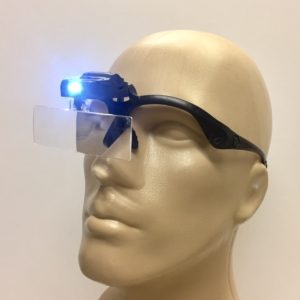 Headband Magnifier, Comfortable Eyeglass Style, LED, 5 Lenses