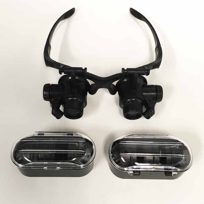 10x-25x High Diopter Short Focus Eyeglass Style Jewelers Loupe With 4 Lenses