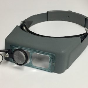 Headband Magnifier, Visor Style, 3.5x Glass lens 4" Focal Length, 5x Swivel Eye Loupe