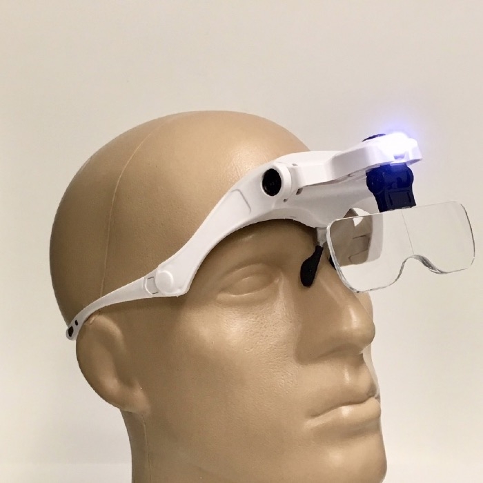 Headband Magnifier, Comfortable Eyeglass Style, Dual LED, 5 Lenses