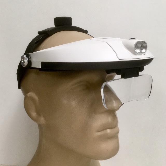 Headband Magnifier Visor Style,Dual LED, 5 Lenses,Top Head strap