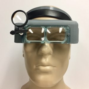 Headband Magnifier, Visor Style, 2.5x, 8" Focal Length, 5x Swivel Eye Loupe