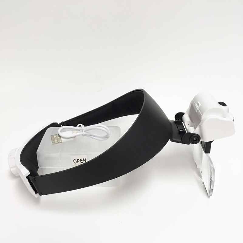 Headband Magnifier, Comfortable Eyeglass Style, LED, 5 Lenses USB rechargeable battery,Neoprene Headband
