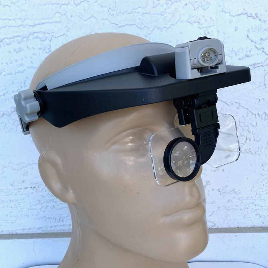 Headband Magnifier Visor Style 5 LED's warm/cold illumination, 5 Lenses, Eye Loupe