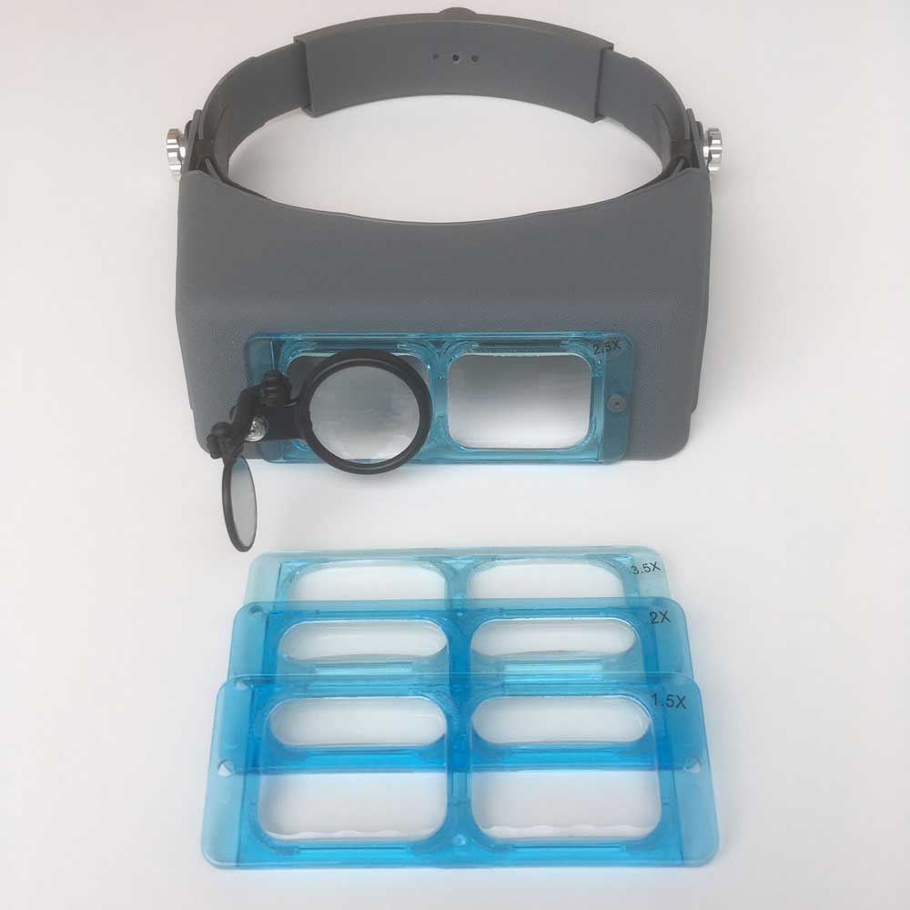 Headband Magnifier, Visor Style, Professional, 4 Lens Set, 5x Swivel Eye Loupe
