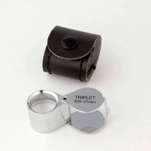 10x Jewelers Loupe,Hastings Triplet ,21mm,Chrome,Genuine Leather Case