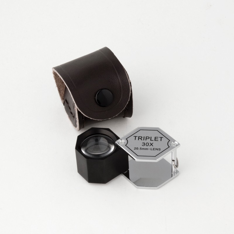 30x Jewelers Loupe, Hastings Triplet 20.5mm Lens Genuine Leather Case