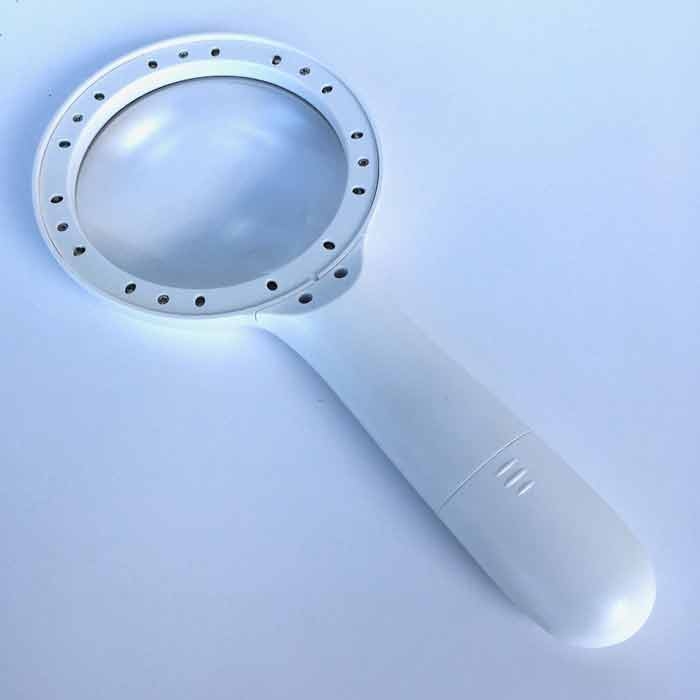 Large Handheld Magnifier, 2.5x, 4" Inch Magnifying Glass ,14 LED Dual Light Settings