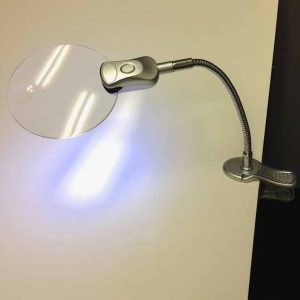 Large LED Gooseneck Magnifier, 2.5x 4x bifocal 4" lens, Table Clamp Hands Free