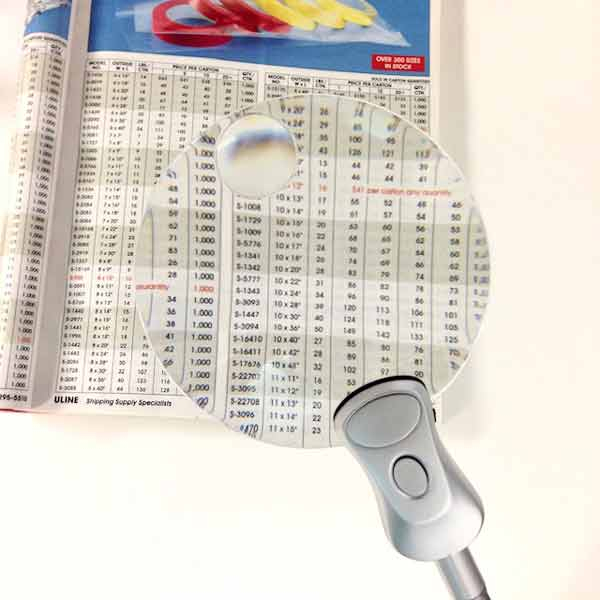 Large LED Gooseneck Magnifier, 2.5x 4x bifocal 4" lens, Table Clamp Hands Free