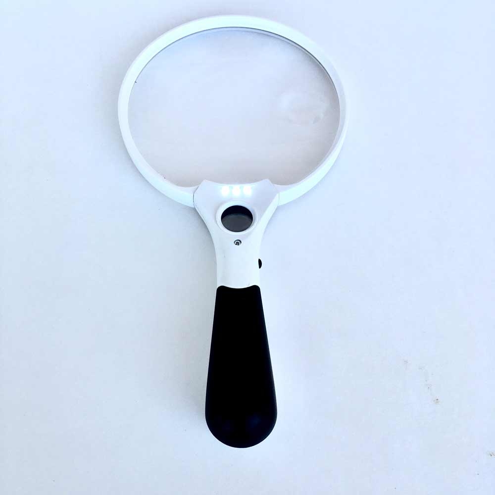 Large Handheld Magnifier, 2x,4x,10x, 5" Inch Magnifying Glass 3 LED