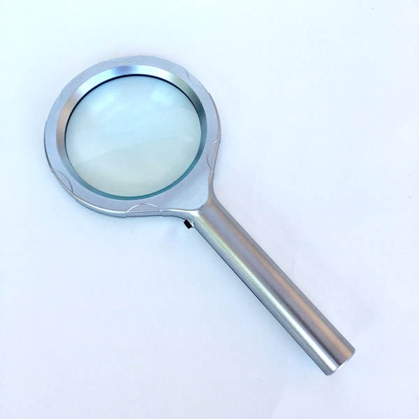 LED Lighted Handheld Magnifier, 3.7" 2.5x glass lens, 6 LED