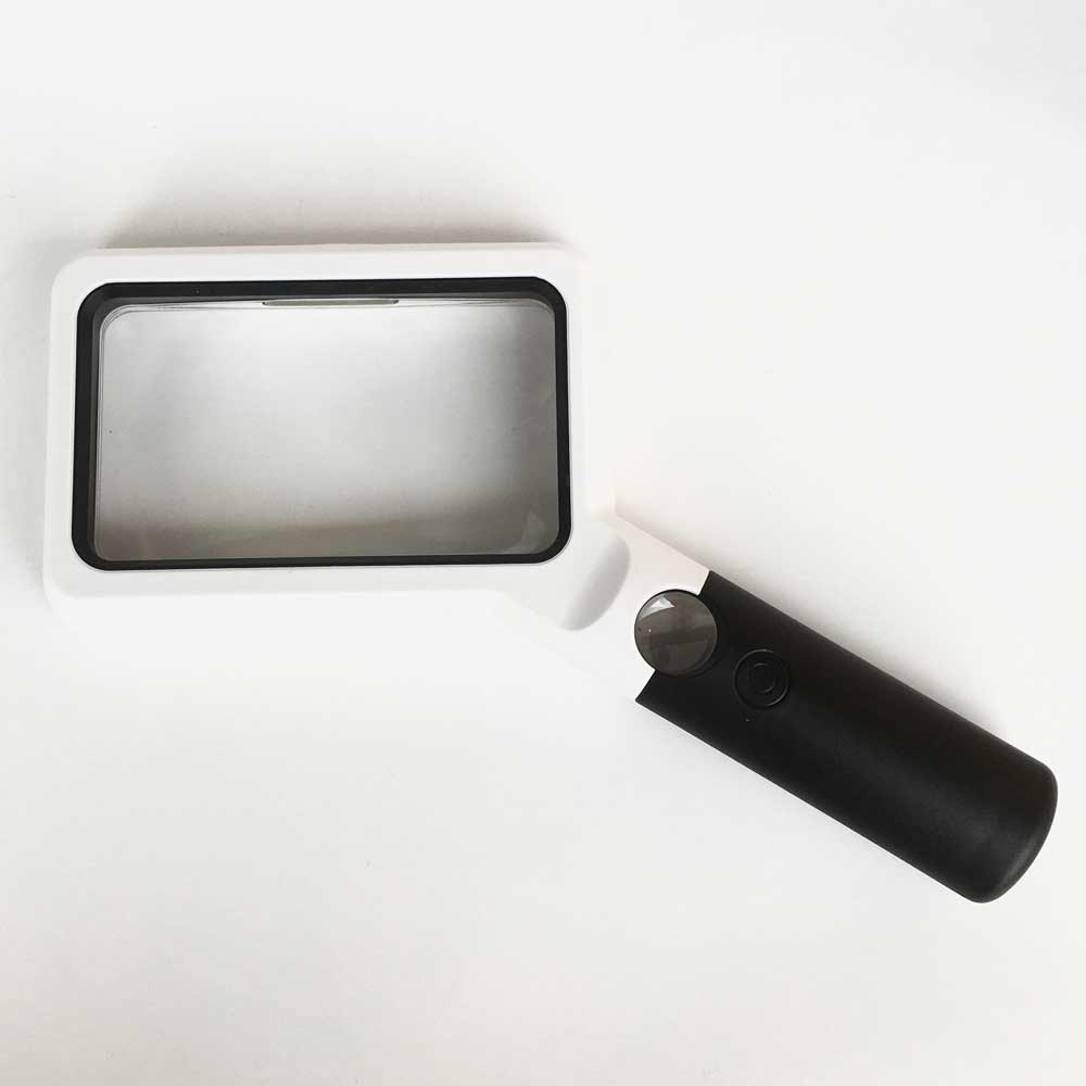 Rectangular Lighted Handheld Magnifier, 2x, 10x, Dimmable High Contrast "Cob" LED