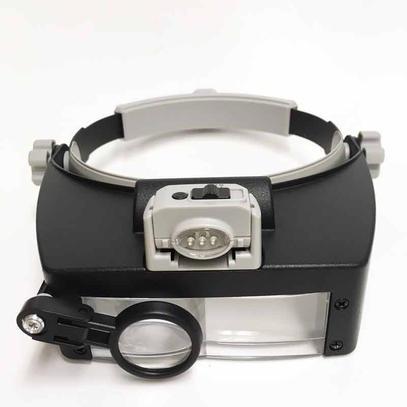 Headband Magnifier, Visor Style, Center Mounted 5 LED Illumination, 5x Swivel Eye Loupe