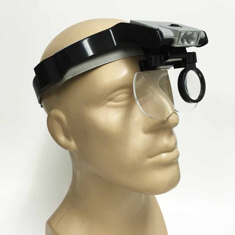 Headband Magnifier Hands Free Dual LED, 5 Lenses & 1 eye Loupe