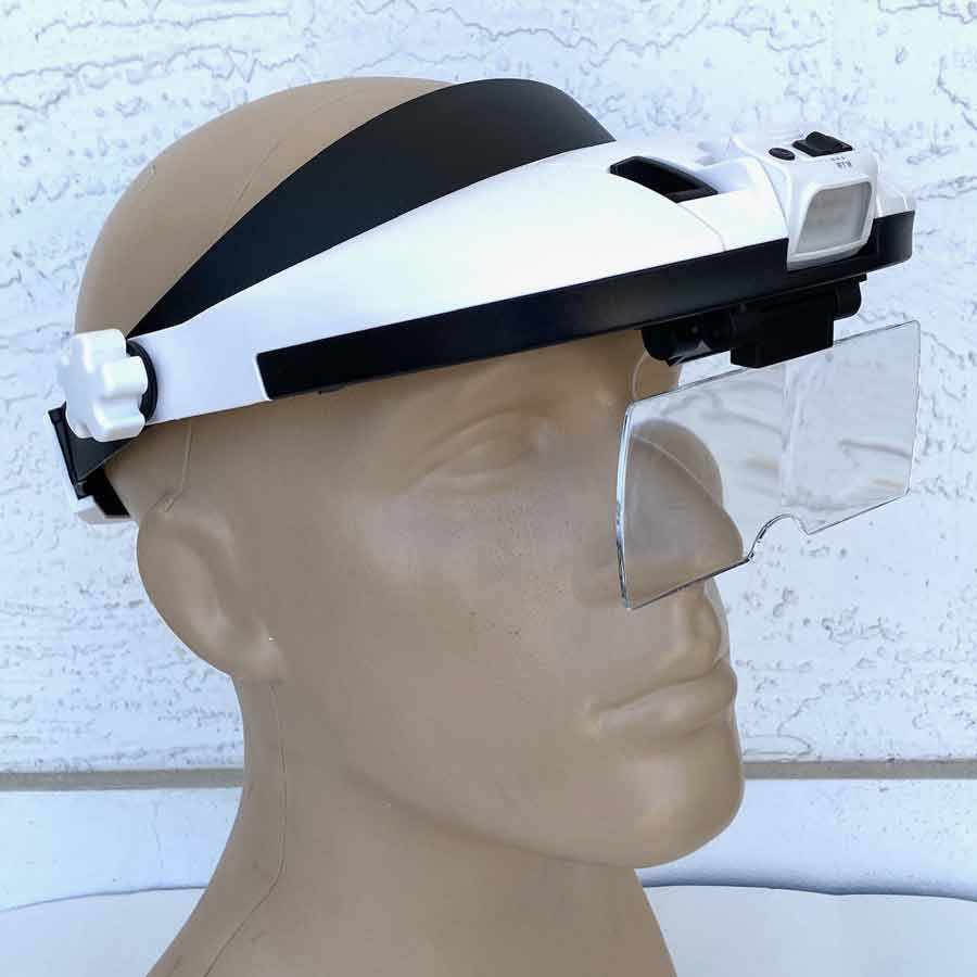Headband Magnifier Visor Style,8 leds warm/cold LED,5 Lenses, Neoprene Headband