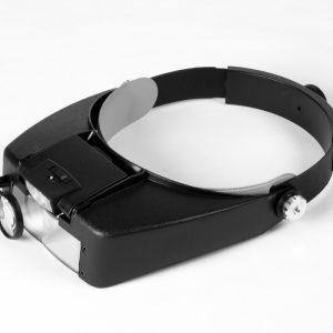 Headband Magnifier, Visor Style, Center Mounted LED, Swivel Eye Loupe