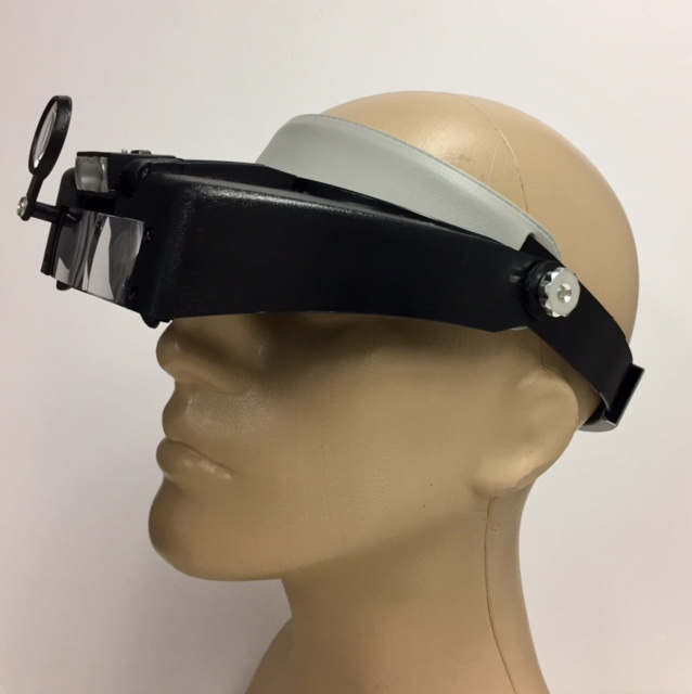 Headband Magnifier, Visor Style, Center Mounted LED, Swivel Eye Loupe