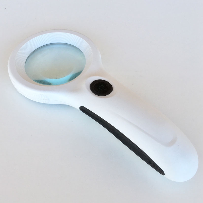 LED Lighted Handheld Reading Magnifier, 2.25" 4.5x, 8 LED, UV Light