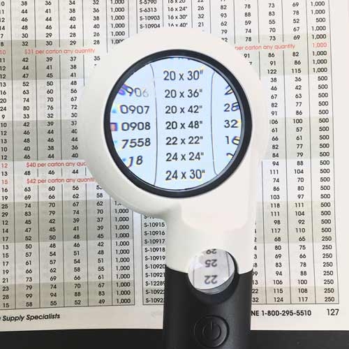 Lighted Handheld Magnifier, 2" 5.5x, 10x, 8 LED's