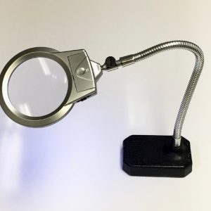 Gooseneck Magnifier 3x, 5x,LED, Cast Iron Stand Magnifier,