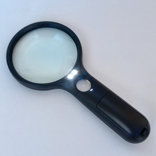 LED Lighted Magnifier, Dual Glass Lens 2.5x & 10x Reading Magnifier