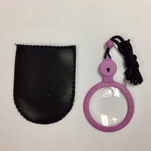 3x Necklace Magnifier  with Cord 6x Bifocal, LED  Pink