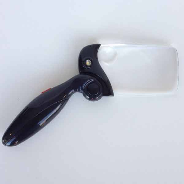 Large Rectangular LED 3x Folding Handheld Magnifier, Storage Case