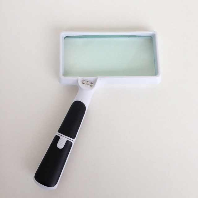 Rectangular Lighted Magnifier,2.25x Glass Lens, LED Reading Magnifier with UV light